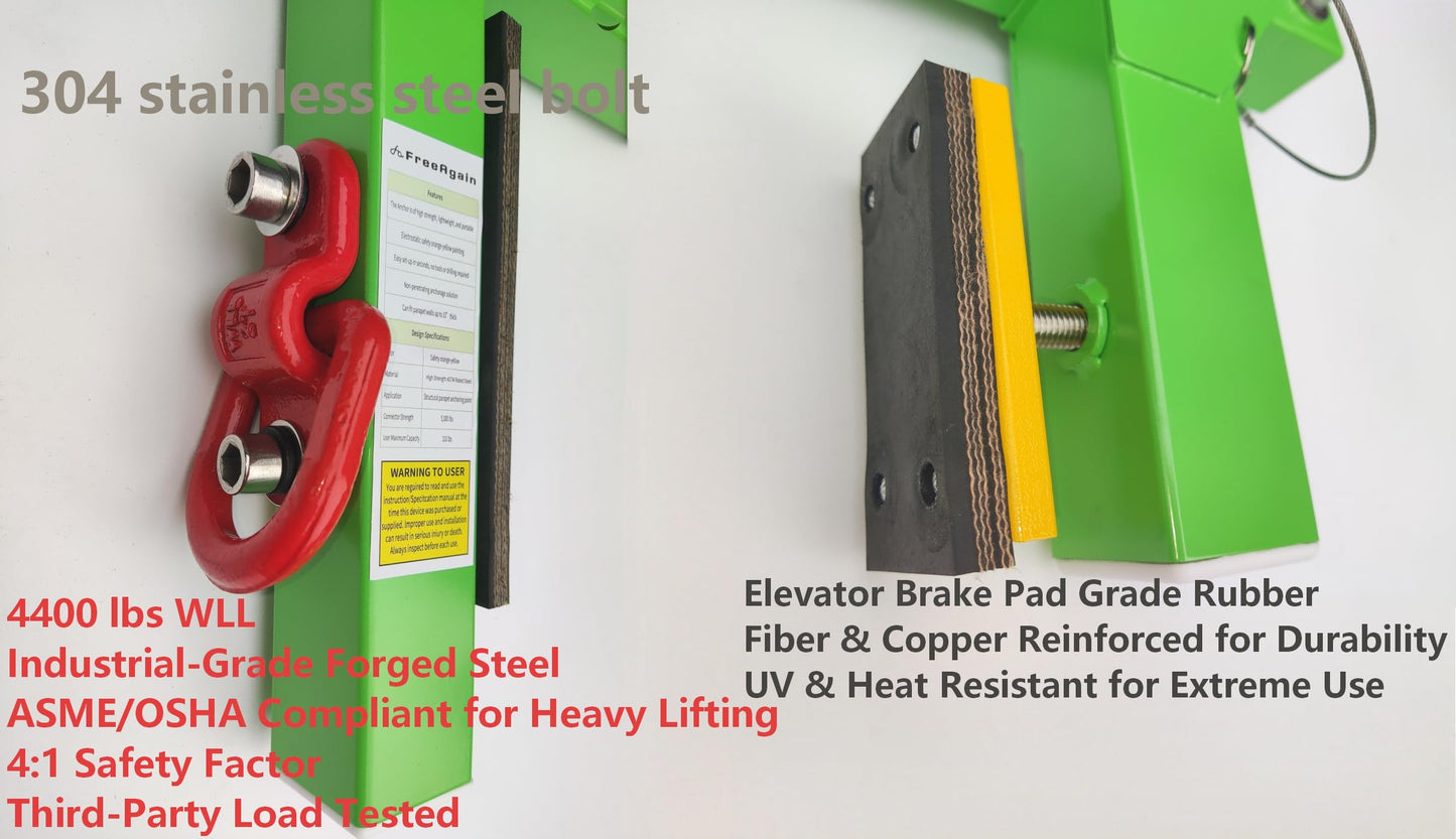 Non-Penetrating Anchor | Lightweight and Portable | Fast and Easy Set-up |High Strength ASTM Rated Steel | OSHA and ANSI Complaint(D-ring)