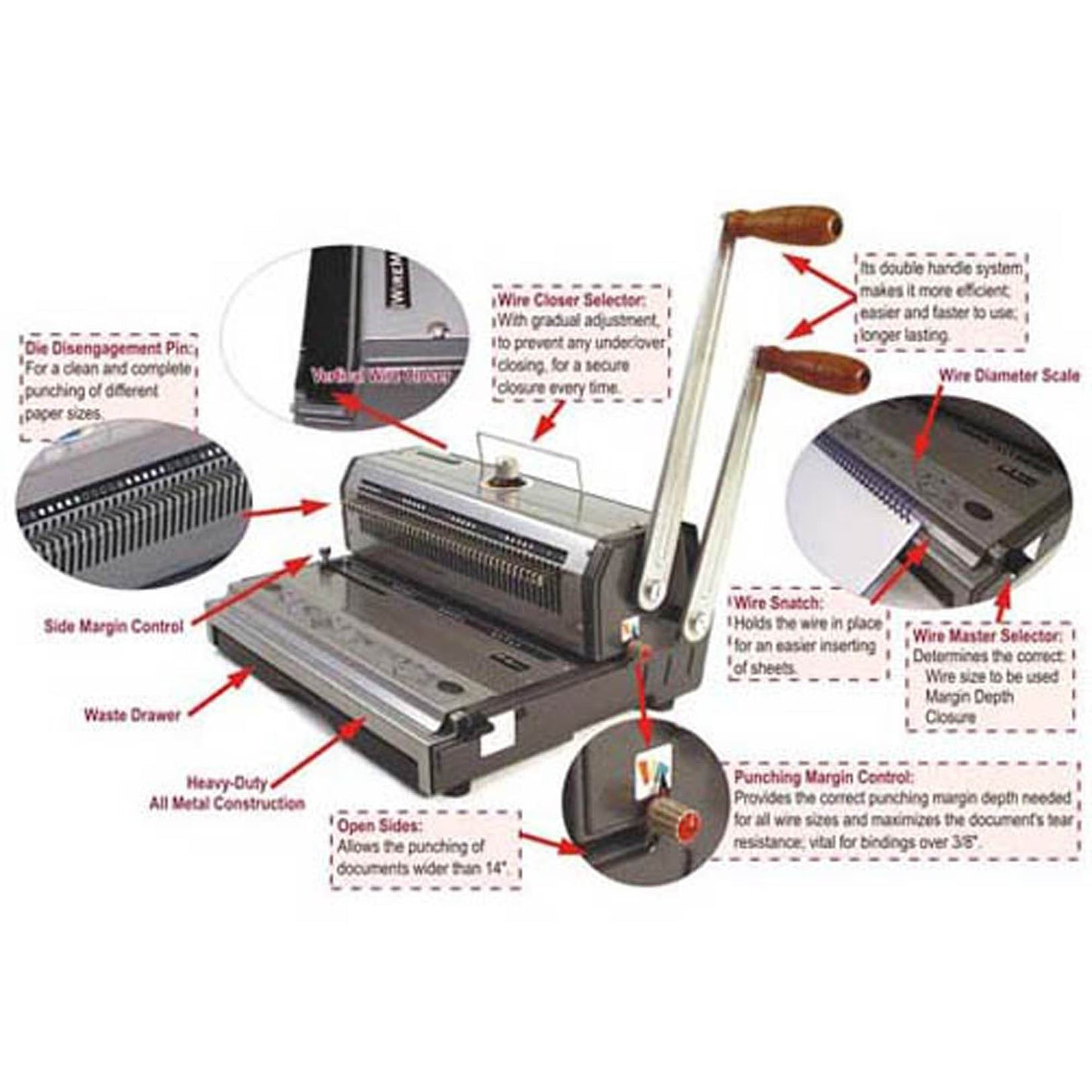 Akiles Wiremac-21 14" 2:1 Pitch Wire Binding Machine & Punch