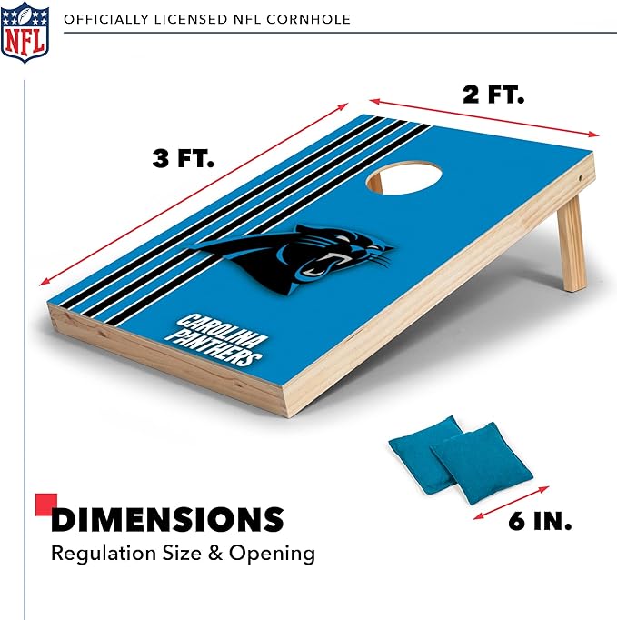 NFL 2' x 3' Solid Wood Cornhole Set with Direct Print HD Team Graphics – Great Gift for Any Football Fan! Bean Bag Toss Family Outdoor Games