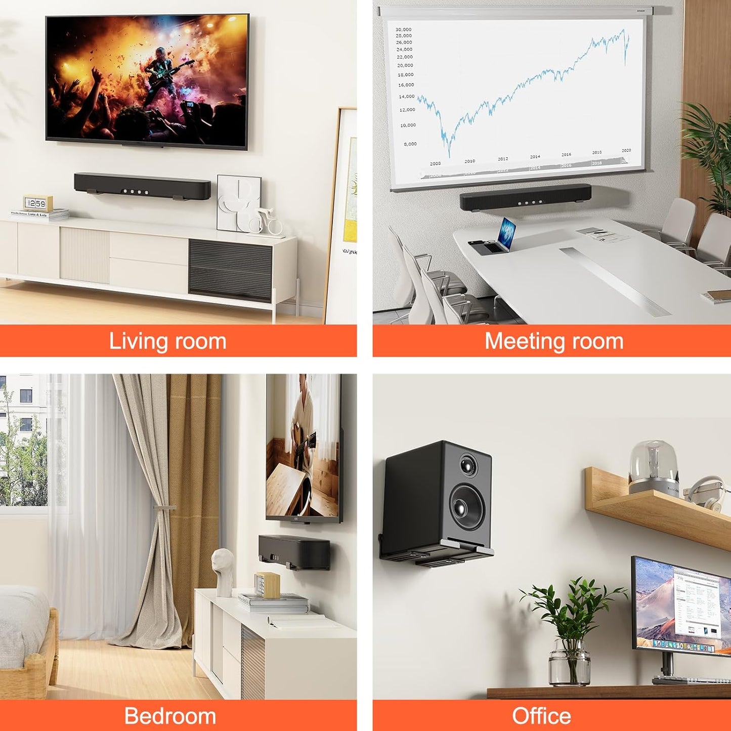 BYMECOST 3.3"-6.1", 40 lbs, Universal Soundbar Wall Mount Bracket, Metal Soundbar Shelf Compatible with Depth from