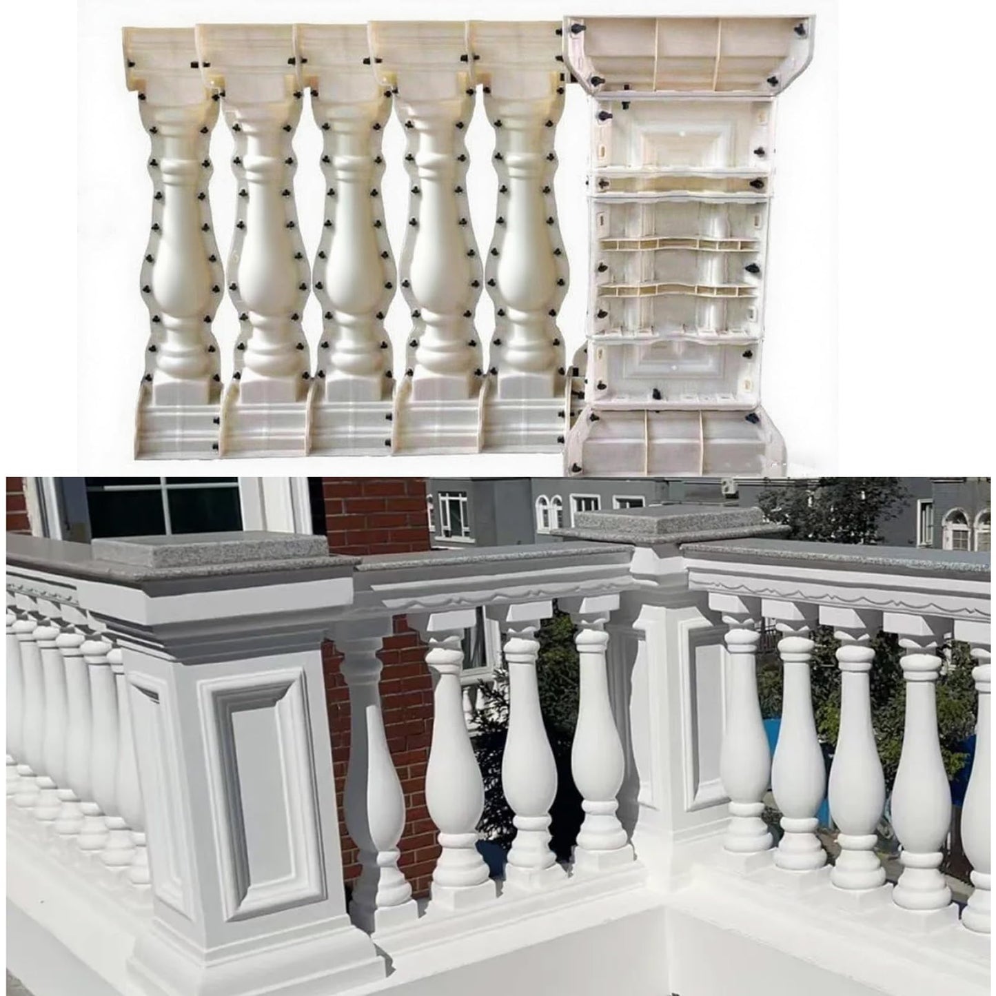 Cement Cast-in-Place Mold for Balcony Railing, Roman Column Spacing Railing Mold for Engineering or Garden (95CM)
