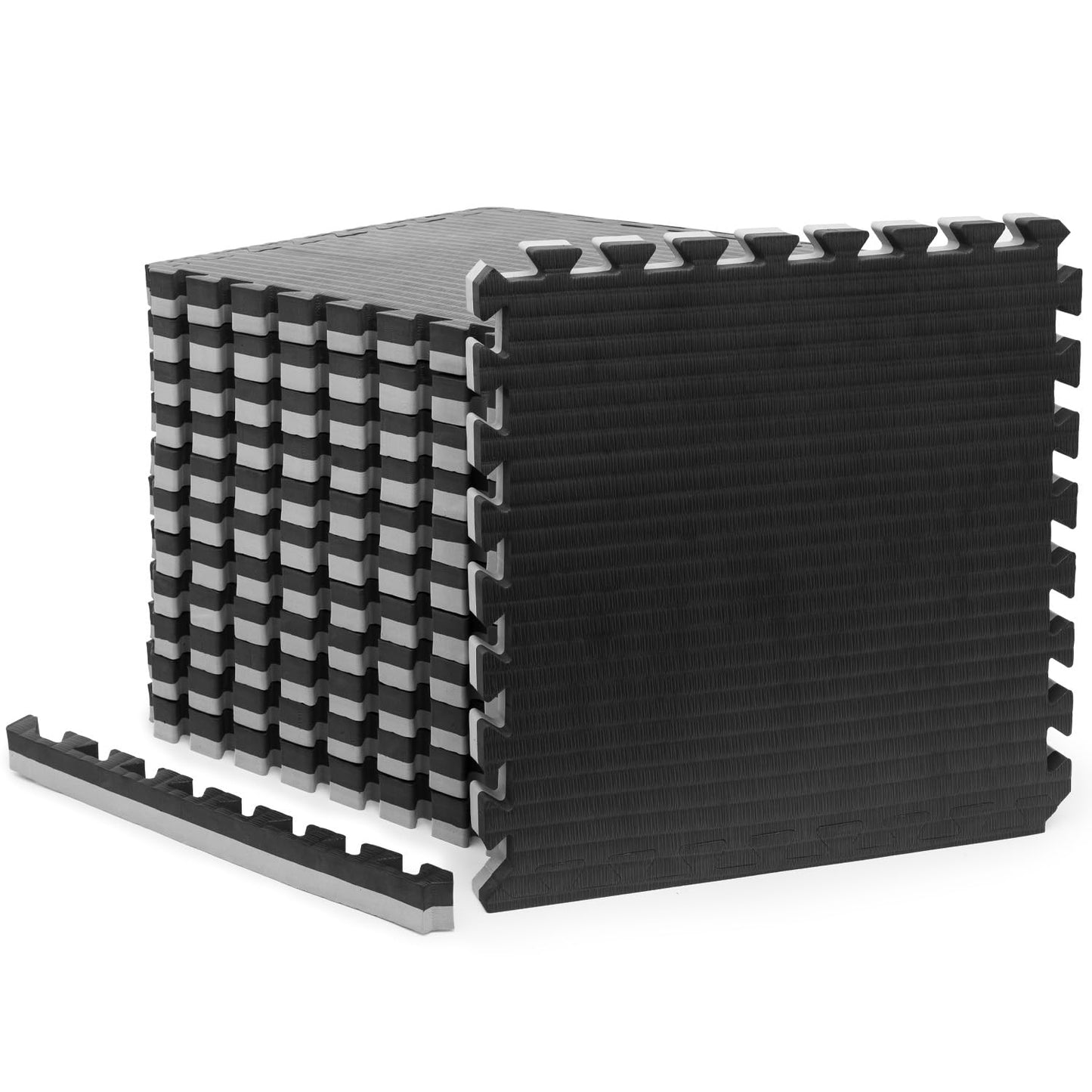 Gold BJJ Home Jiu Jitsu Mats - Extra Thick 1.5" Interlocking Puzzle Mats for Grappling, Wrestling, MMA & Judo Training Room Flooring (Black and Grey, 33 Sq Ft)