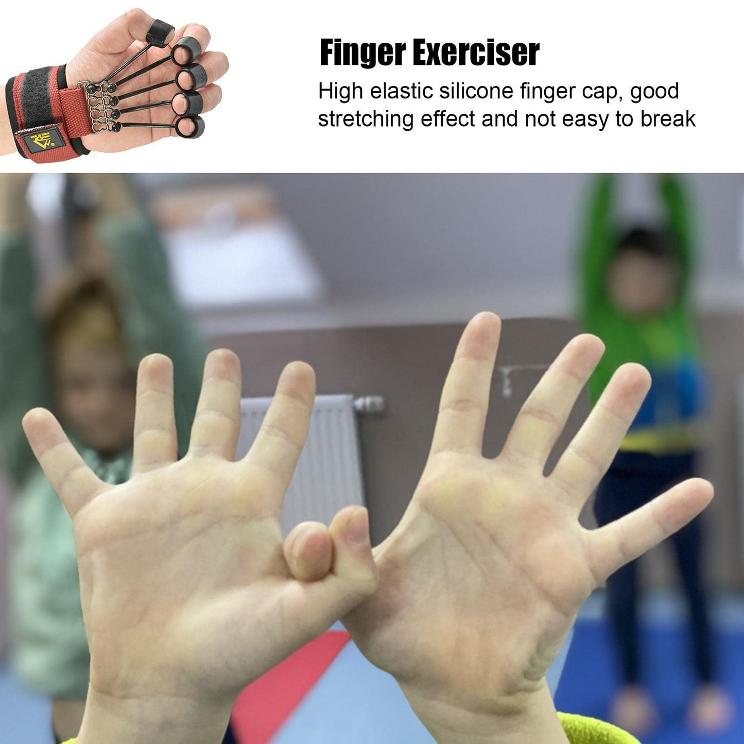 xiaoye 60 lbs Elastic Silicone Finger Exerciser, Finger and Hand Extensor Trainer Exerciser with Resistances Band Stretcher Strengthener for Wrist Hand (Only), Black