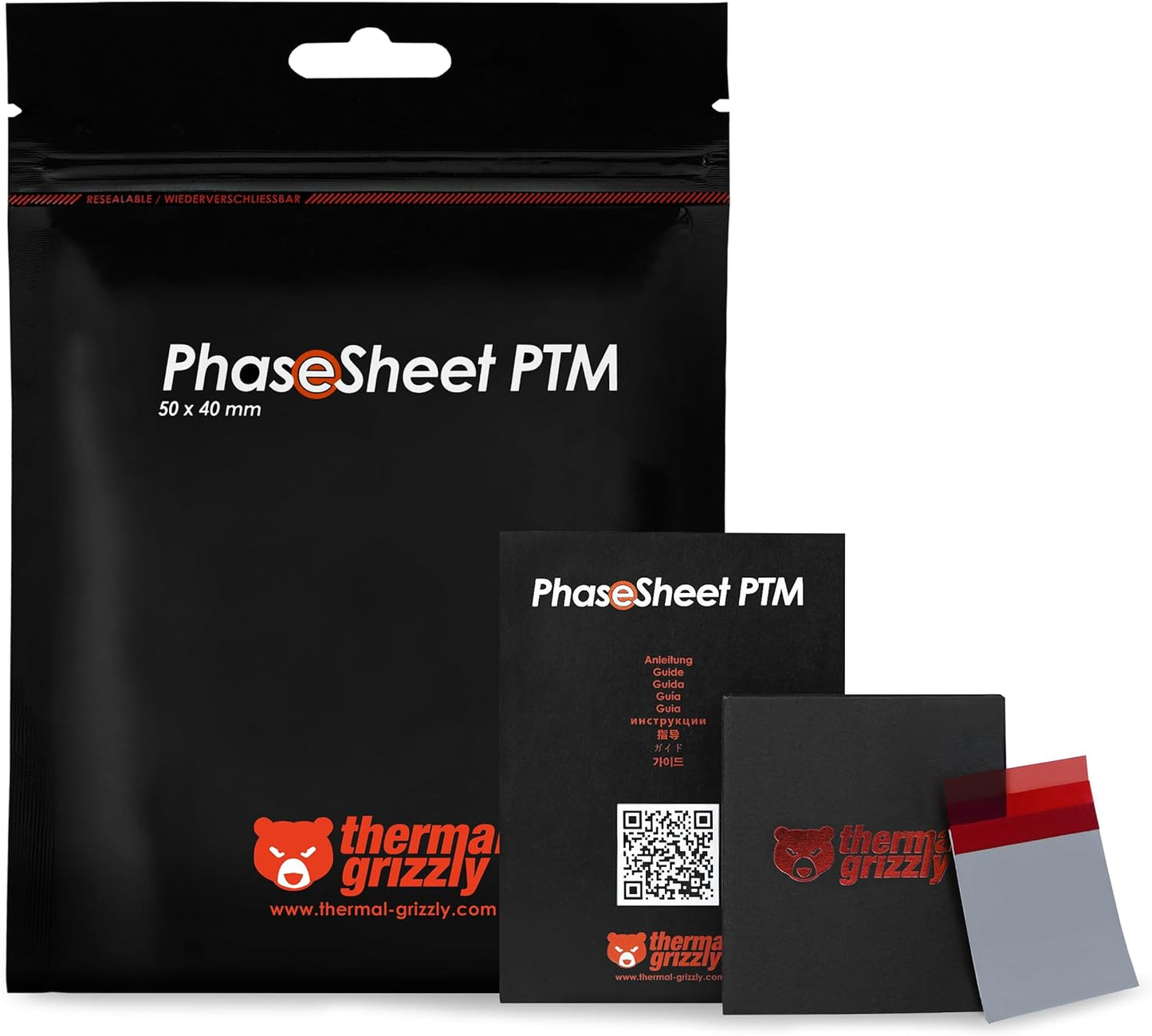 (50x40mm)- Thermal Grizzly - PhaseSheet PTM High Performance Thermal pad with Phase Change Material | Durable, not
