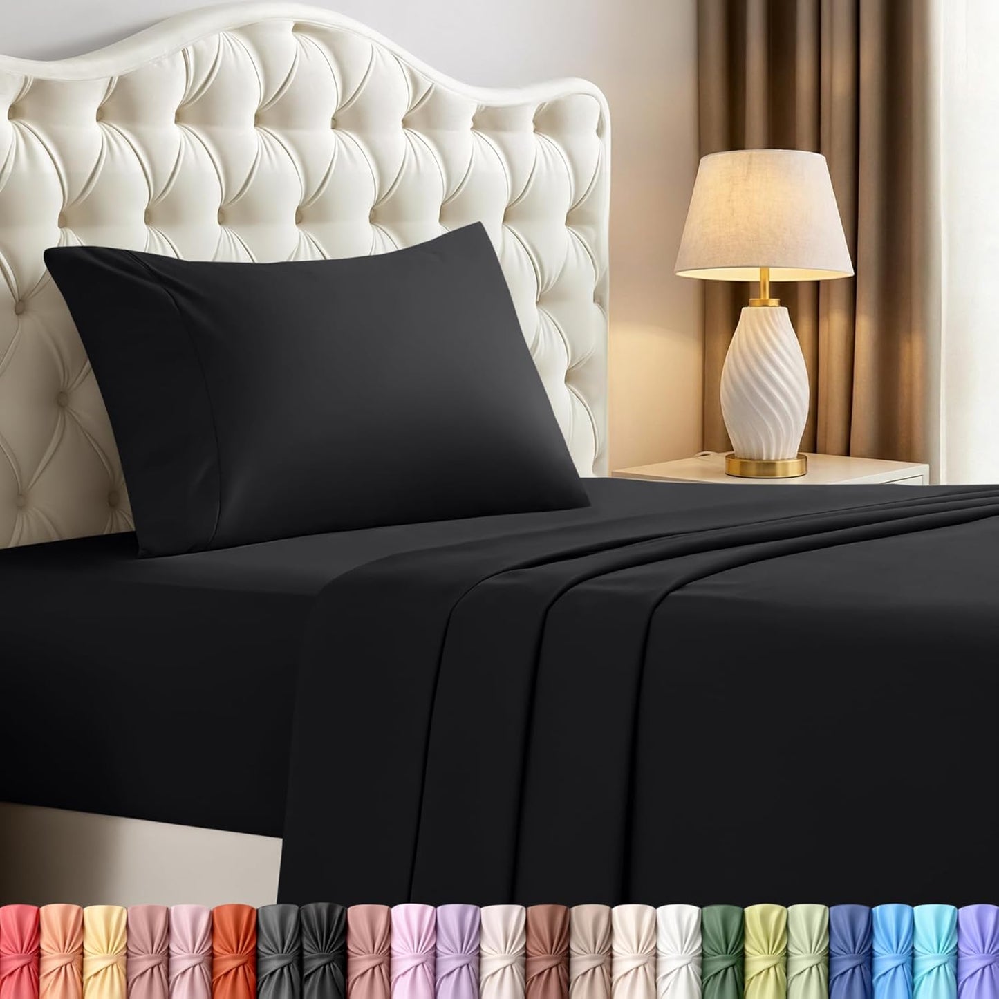 Utopia Bedding Twin Sheet Set - Soft, Breathable Microfiber Bed Sheets | 3-Piece Set in Black