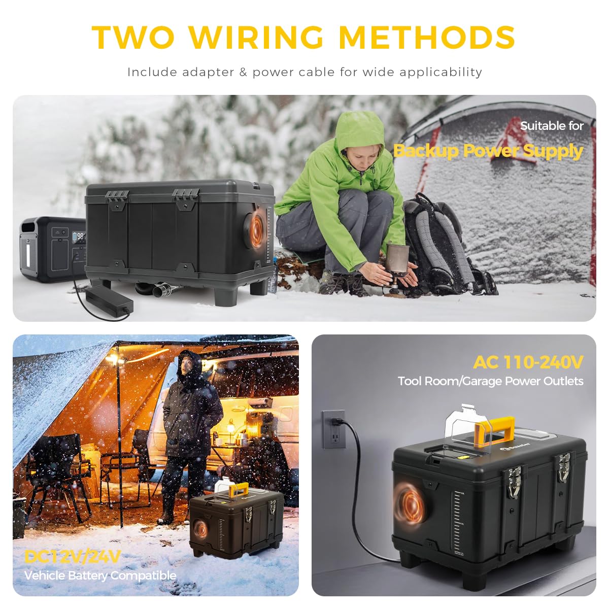 8kW Diesel Heater, 5L Toolbox Compact Portable Diesel Air Heater, 12V/24V/110V ALL IN ONE Fast Heating, with APP Control, Ventilation Mode, Parking Heater for Cars RV Camper Tent Garages