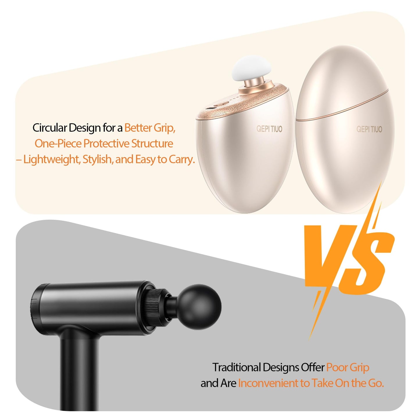 Mini Massage Gun,Designed by Japanese Experts,3-Pin Retractable Head (For Face & Scalp) + Round Head (For Muscle Groups),Percussion Deep Tissue Massage,4 Speed Settings,0.5lb,for Home/Gym,Ideal Gift
