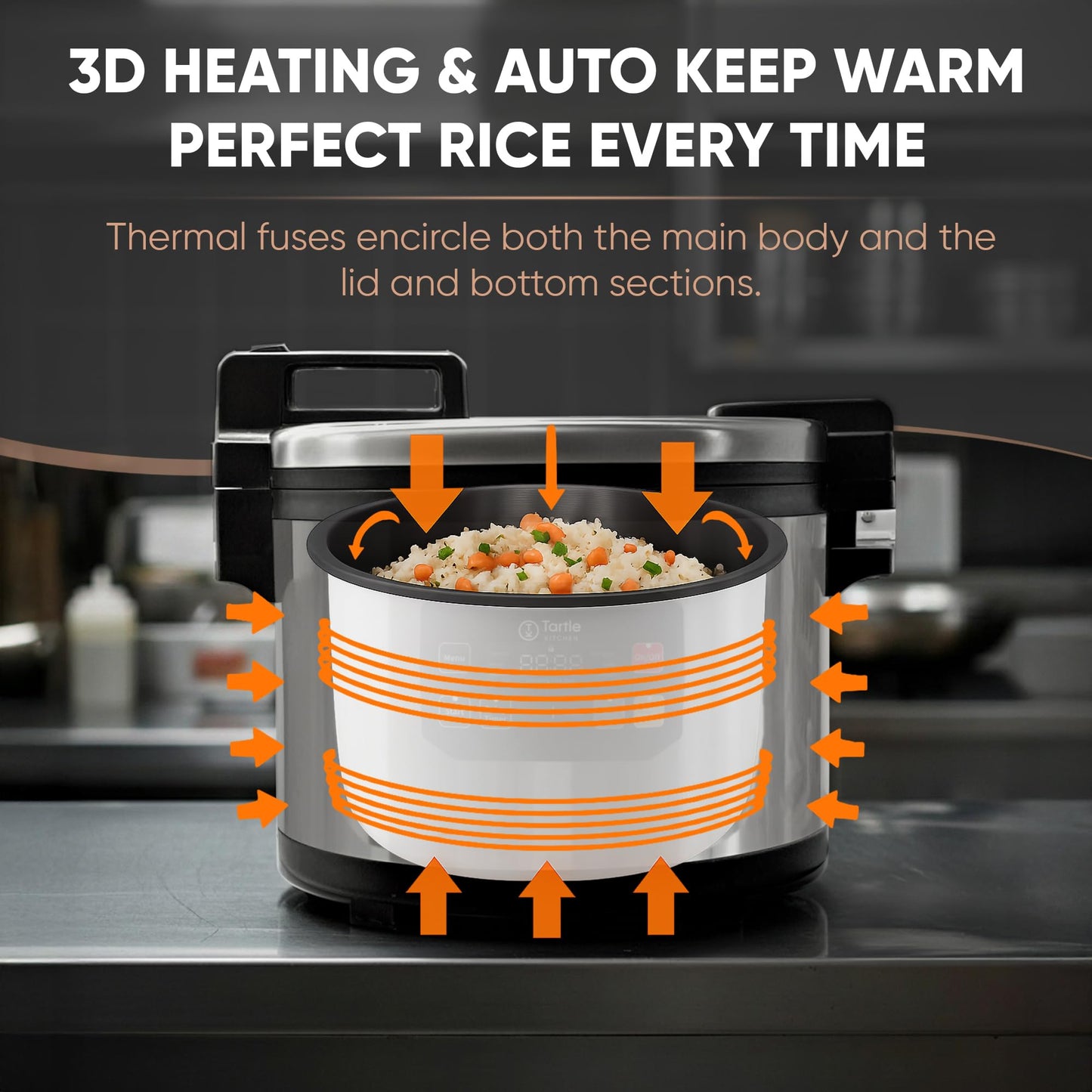 Commercial Large Multi-Function Rice Cooker - Professional 64 Cup Cooked (32 Cup Uncooked) Rice Maker Cooker With Non Stick Pot & Hinged Lid - Brown Rice, Sushi Rice and more