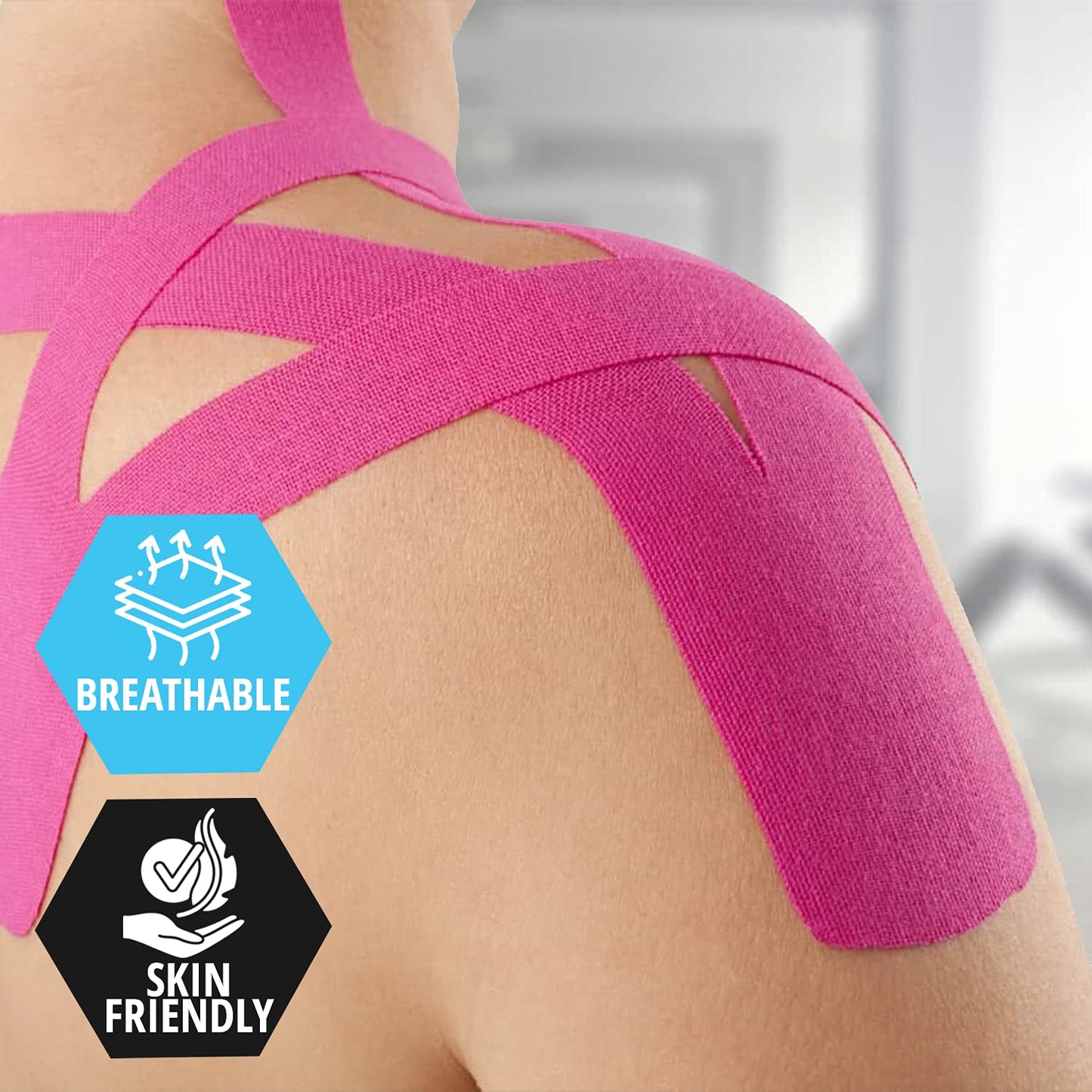 MED PRIDE Latex Free Kinesiology Tape Pack, 4 Uncut Rolls (2in X 16.4ft) Therapeutic Sports Tape for Knee Pain Muscle Support