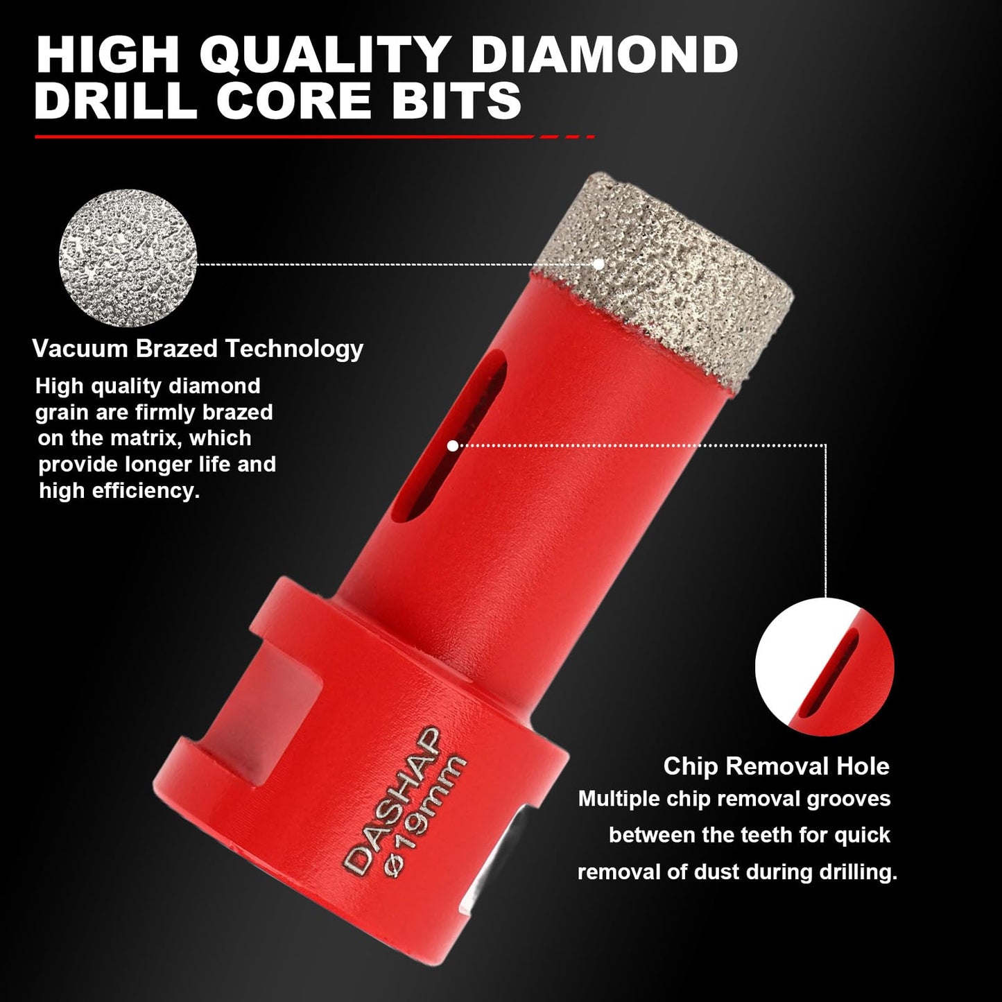 Diamond Hole Saw Kit,14 PCS Porcelain Tile Drill Bits Set 6/6/8/19/25/35/51/75/100mm,Diamond Core Drill Bits Set for Ceramic, Granite,Porcelain