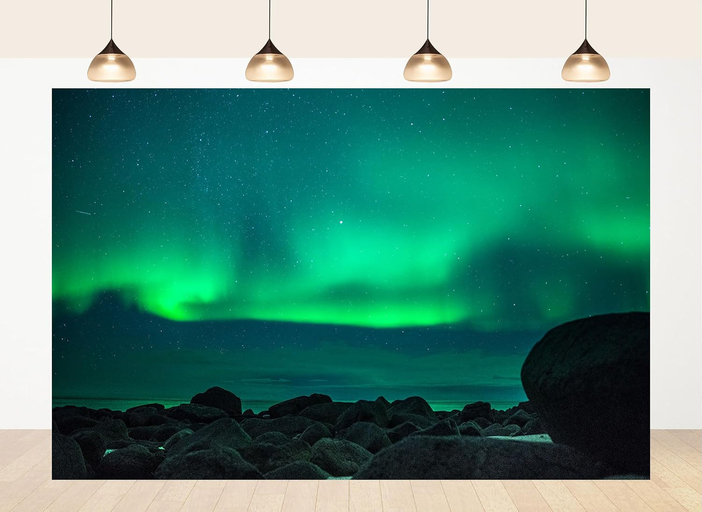 LidyMini 10x8ft Fabric Green Northern Lights Backdrop Magical Aurora Borealis Photography Background for Night Sky