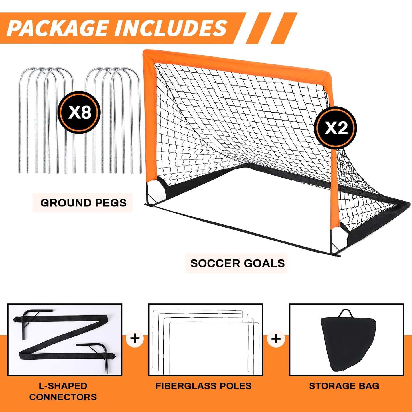 2-Pack 4’ x 3’ Soccer Goals for Backyard, Pop Up Folding Soccer Goal Net for Indoor or Outdoor, Practice Mini Soccer Goals for and Youth, Training Football Net with Carry Bag