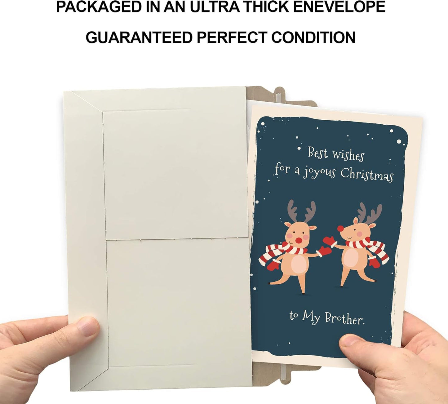 Prime Greetings Christmas Card for Brother - Eco-Friendly Thick Card Stock | 5in x 7.75in with Premium Envelope