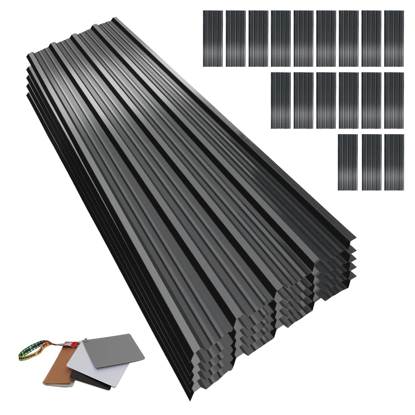 Jpseybb Metal Roofing Panels, L45.2×W17.72 Inch Corrugated Galvanized Steel Metal Roof Panels with Screws, Waterproof Pergola Roof Panels for Gazebo, Shed, Patio, Garage, Outdoor Storage,18 Pcs Gray