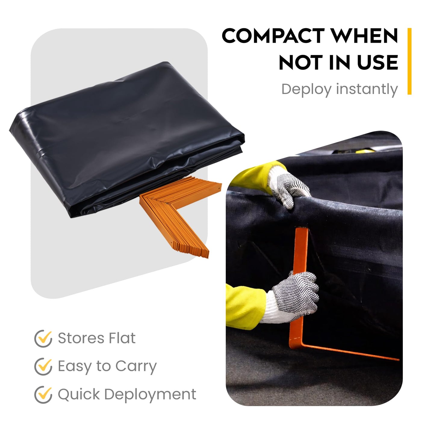 Spill Ready 5' x 5' x 12" Drive Over Spill Containment Berm - 30 oz PVC, 180 Gallon Sump - 0.75" Drain - Portable Oil, Fuel & Chemical Spill Control Berm | Black, Quick & Easy Setup