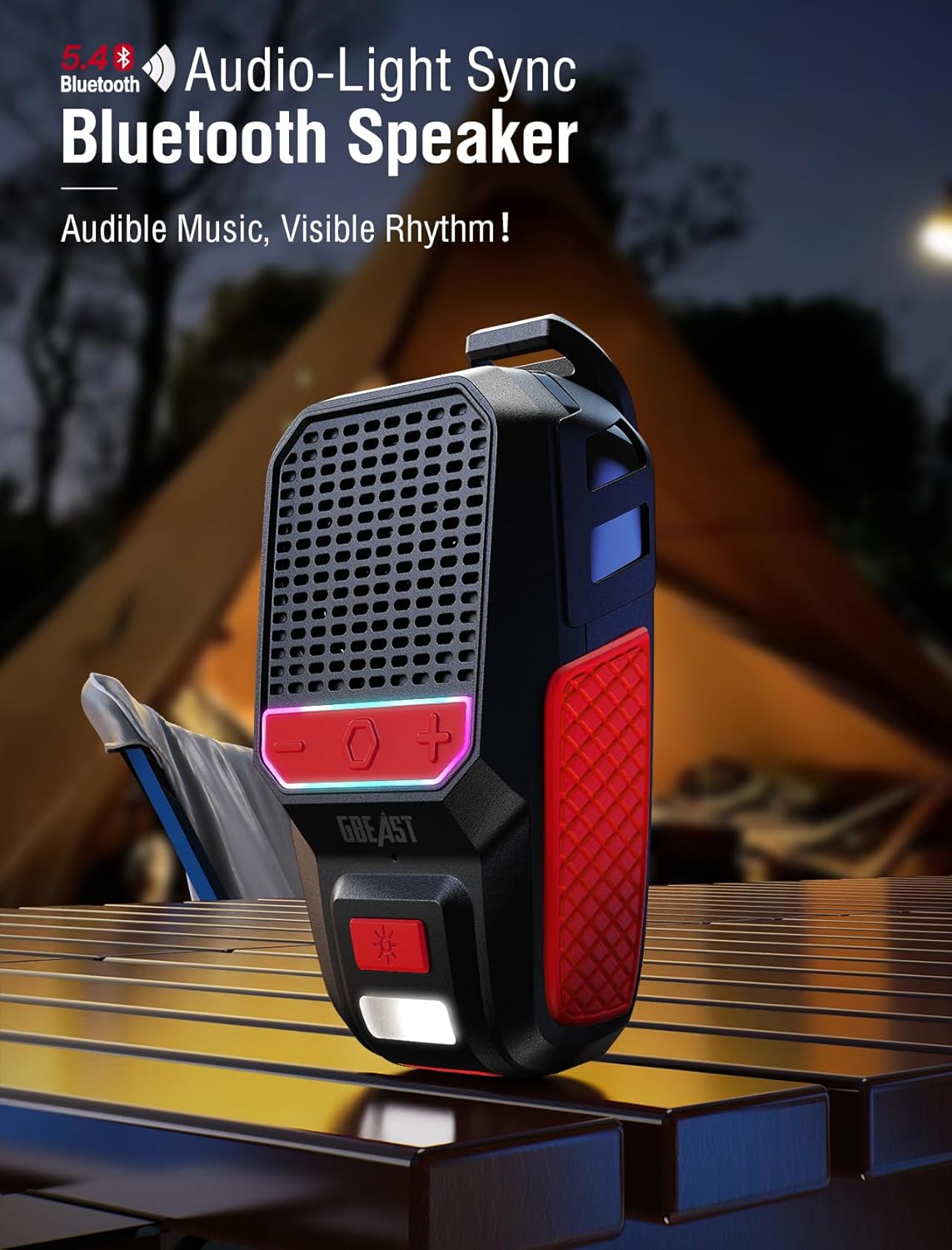 GBEAST Wearable Bluetooth Speaker, Clip-On Mini Portable Speakers All Day Playtime Waterproof Built-in Mic