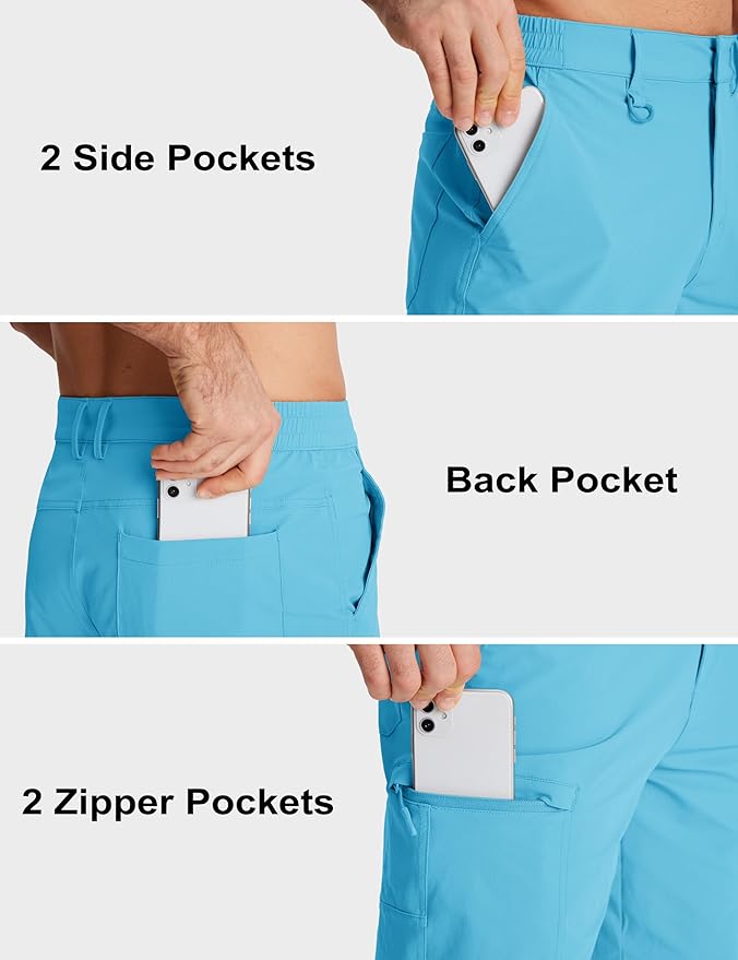 MAGCOMSEN Men's Hiking Cargo Shorts Quick Dry Lightweight 9" Golf Shorts Summer Casual Work Outdoor with 5 Zipper Pockets