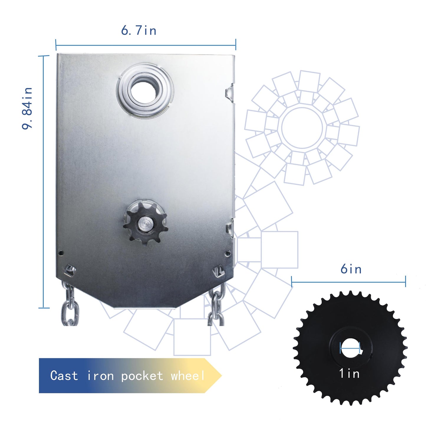 LAJIAOZ Garage Door Jackshaft Chain Hoist - 4:1 Reduced Drive Heavy Duty Hoist for Roll Up Doors and Jackshaft Garage Door Openers