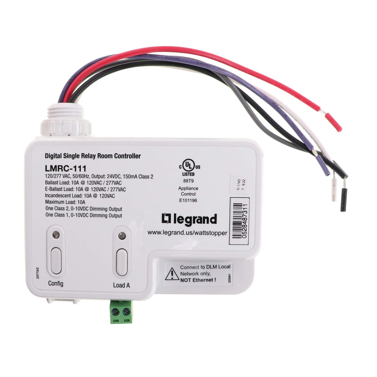 Wattstopper LMRC-111 DLM-Series Dimming Room Controller, 1-Relay, 0-10V, 10A