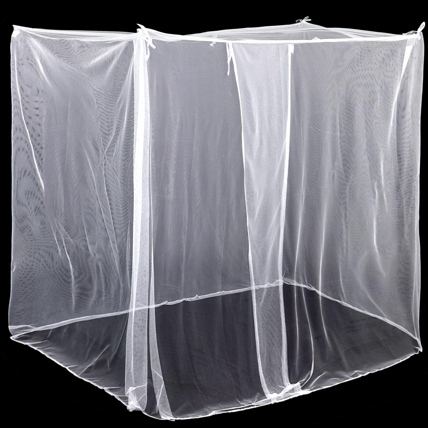 Mindsoft 4 Corners Mosquito Net for Mosquiteros para Camas Bed Canopies Netting Bed Drapes Rectangular Mosquito Mesh for Camping Home Outdoor Travel(White,L75 X W60 X H67 Inch,1 Opening)