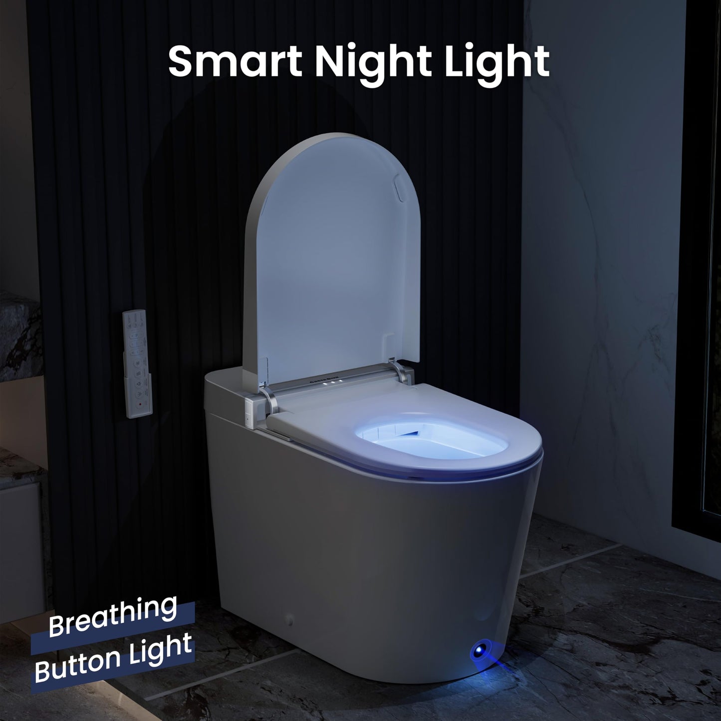 Casta Diva Smart Toilet with Bidet Built in, Bidet Toilet with Wider Heated Seat, Warm Water & Dryer, Foot Sensor Auto Flushing, Night Light, Remote Control 1.28GPF(CD-K020)