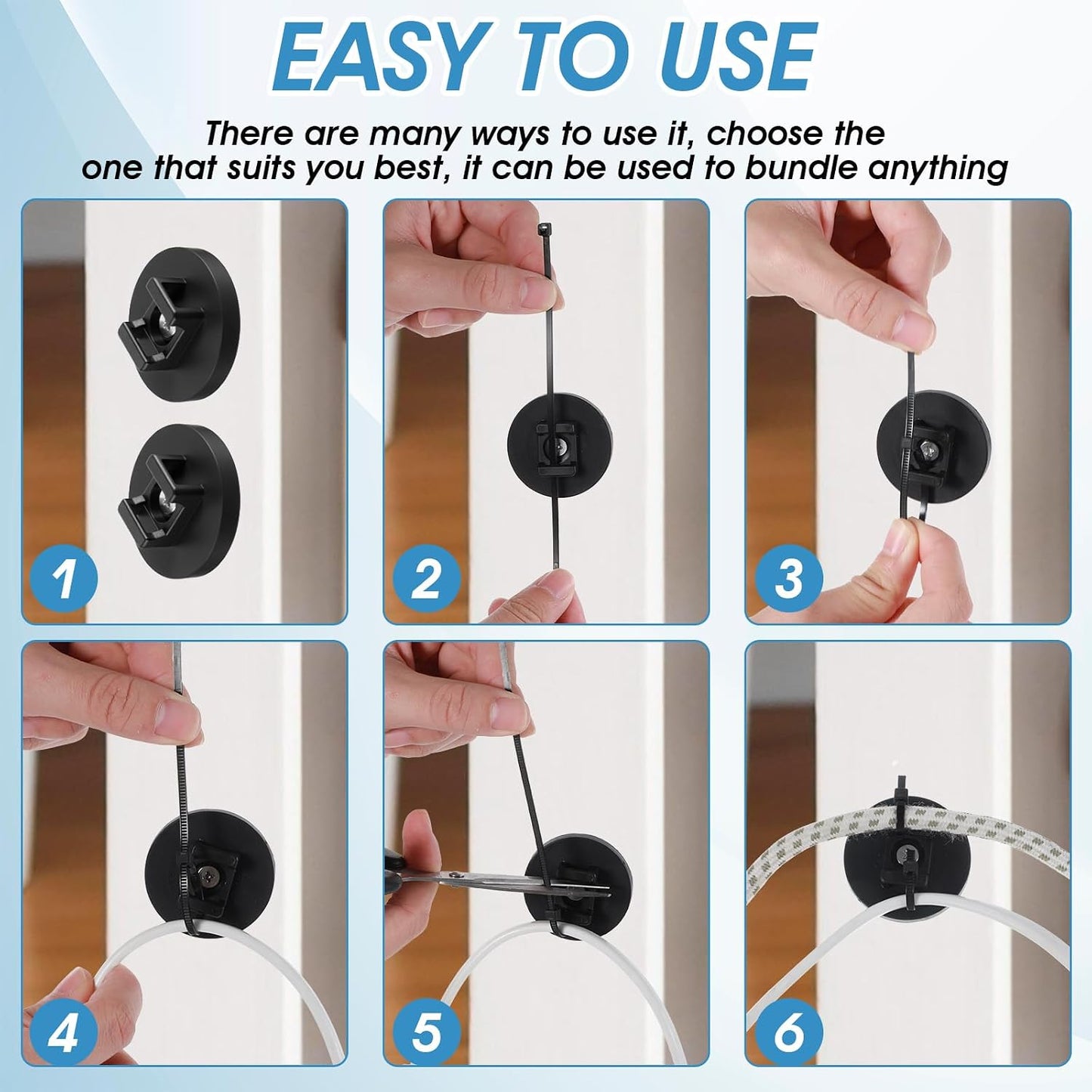AojSup (60 43 mm) Magnetic Zip Tie Mount, Multipurpose Cable Holder, Magnets Magnetic Wire Management Bases with Heavy