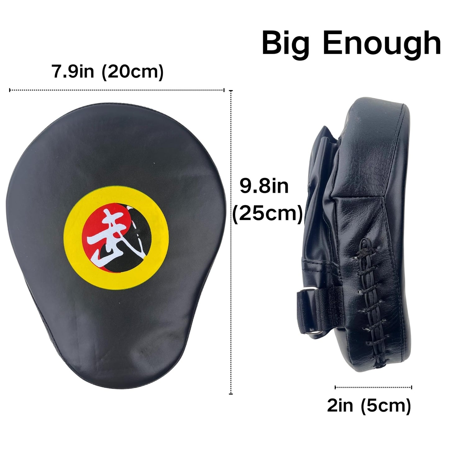 TLBTEK Taekwondo Kick Pad and 2 Curved Punching Mitts Set,PU Muay Thai Pads, MMA Karate Kid Toddler Boxing Set Kickboxing Training Pads Martial Arts Punching Pads Strike Kicking Shield(3 PCS)-Black