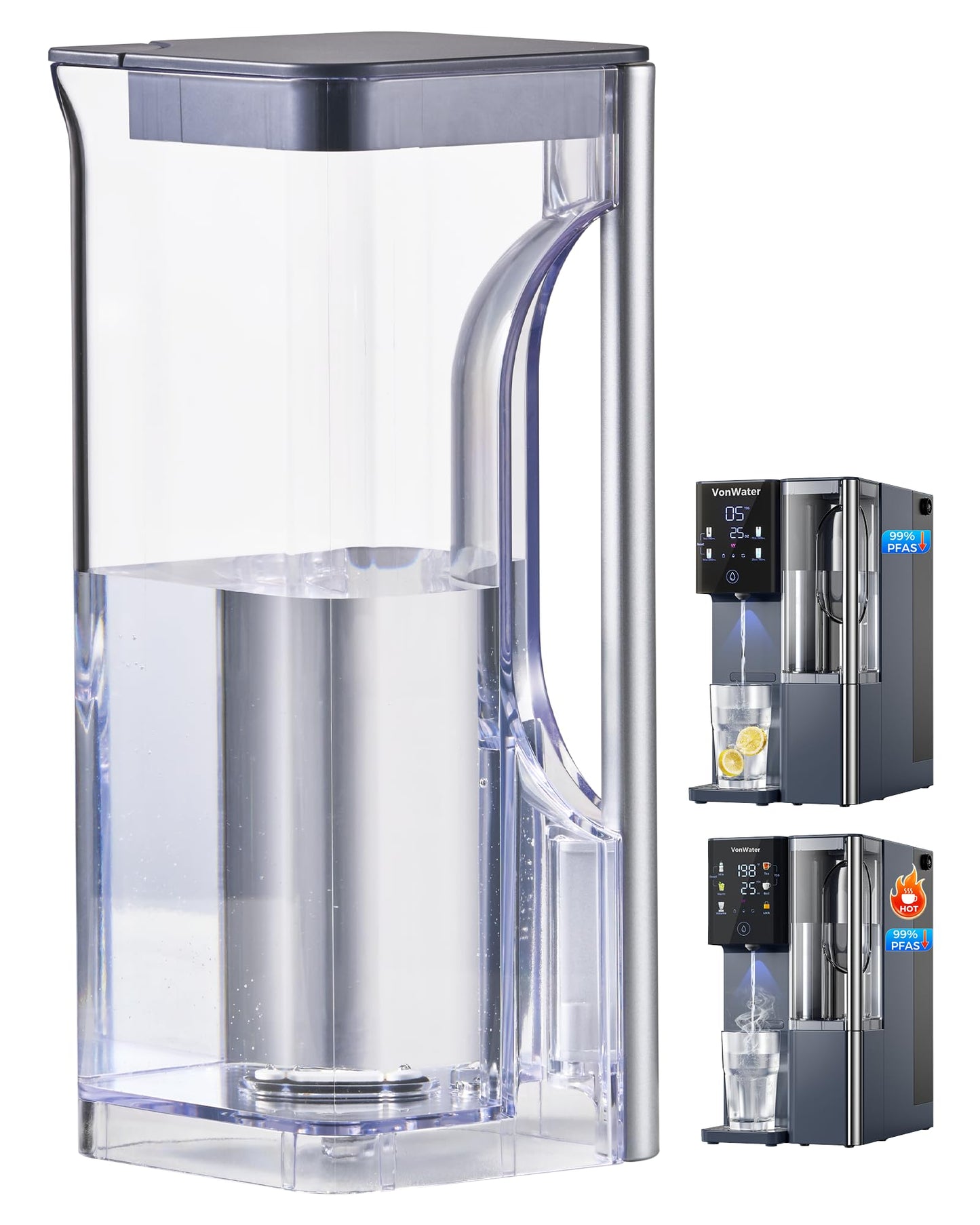 VonWater CT910WP Pure Water Pitcher 1.2L/40.6oz, for CT910 CT910H Countertop RO System (Blue)