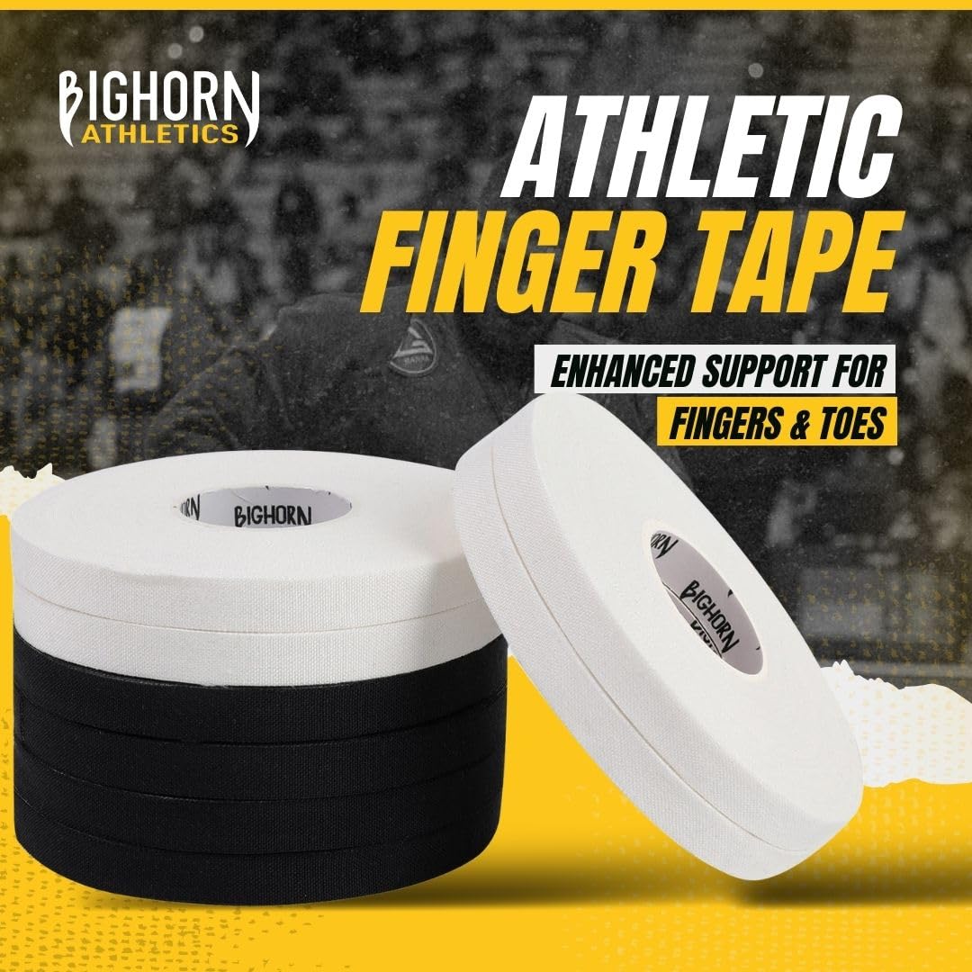 Bighorn Athletics Jiu Jitsu Finger Tape, 0.3-Inch x 45-feet, 8-Rolls | Residue-Free, Zinc Oxide Adhesive | Athletic Sports Tape for BJJ, Wrestling, Climbing, Volleyball, Hands & Toes | Black & White