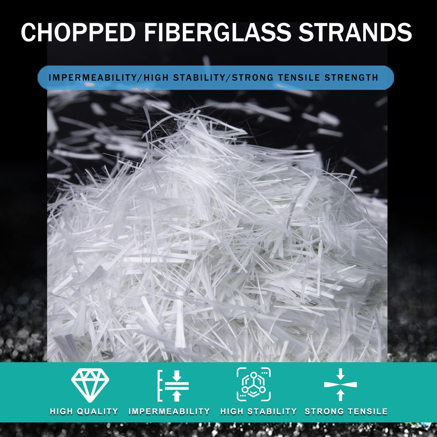 Fiberglass for Concrete, Concrete Fiber 3/4" Length,AR-Glass Chopped Strand Fiberglass for Cement Mortar Reinforcement (White, 8.8LB)