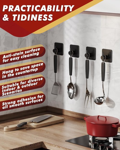 Auxmir Heavy-Duty Adhesive Hooks - 22lb Max Capacity, Waterproof Stainless Steel, 5 Pack for Towel & Coat Storage