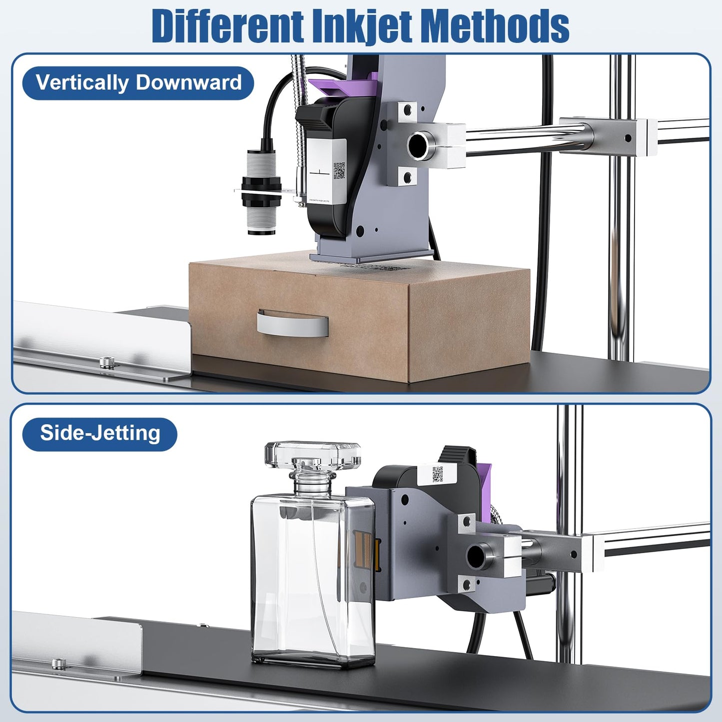 BESHENG JS740 Inkjet Coding Machine with Mini Conveyor Belt, Automatic Online Inkjet Printer with 42ml Original Quick-Drying Ink, Industrial Batch Code Printer Date/Barcode/QR Code/Number/Label
