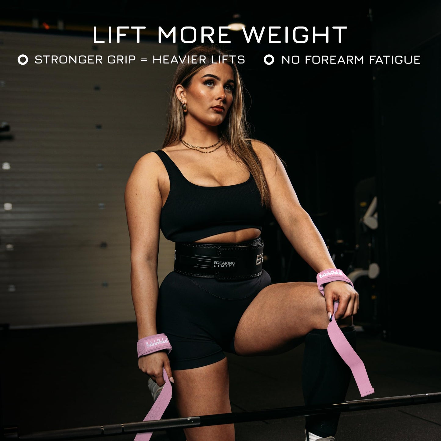 Breaking Limits Gym Straps Weight Lifting Wrist Wraps Bundle – Workout Lifting Straps for Deadlift – Wrist Straps for Weightlifting Men & Women - Muñequeras Para Gym (Pink)