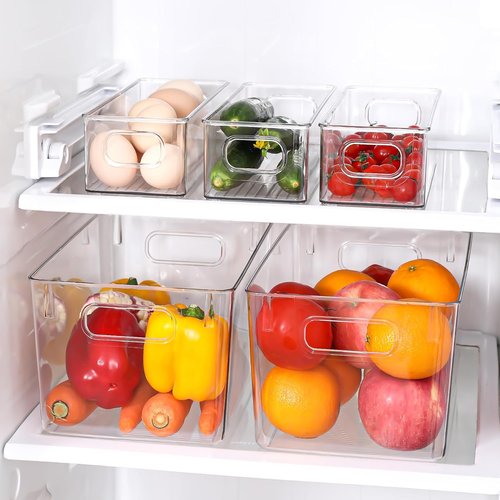Clear Plastic Storage Bins 8 Pack - Versatile Pantry Organizers for Kitchen, Bathroom & Home