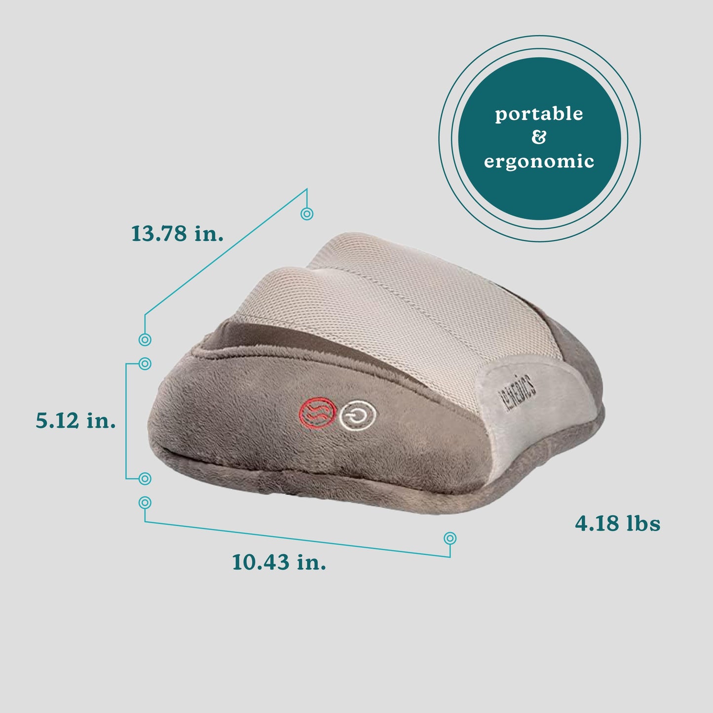 Homedics Shiatsu Back Massager with Heat, 3D Deep Tissue Massage Pillow for Neck & Shoulders, Electric Kneading Lumbar Massager Cushion for Upper & Lower Back Pain Relief, Portable Home Office Travel