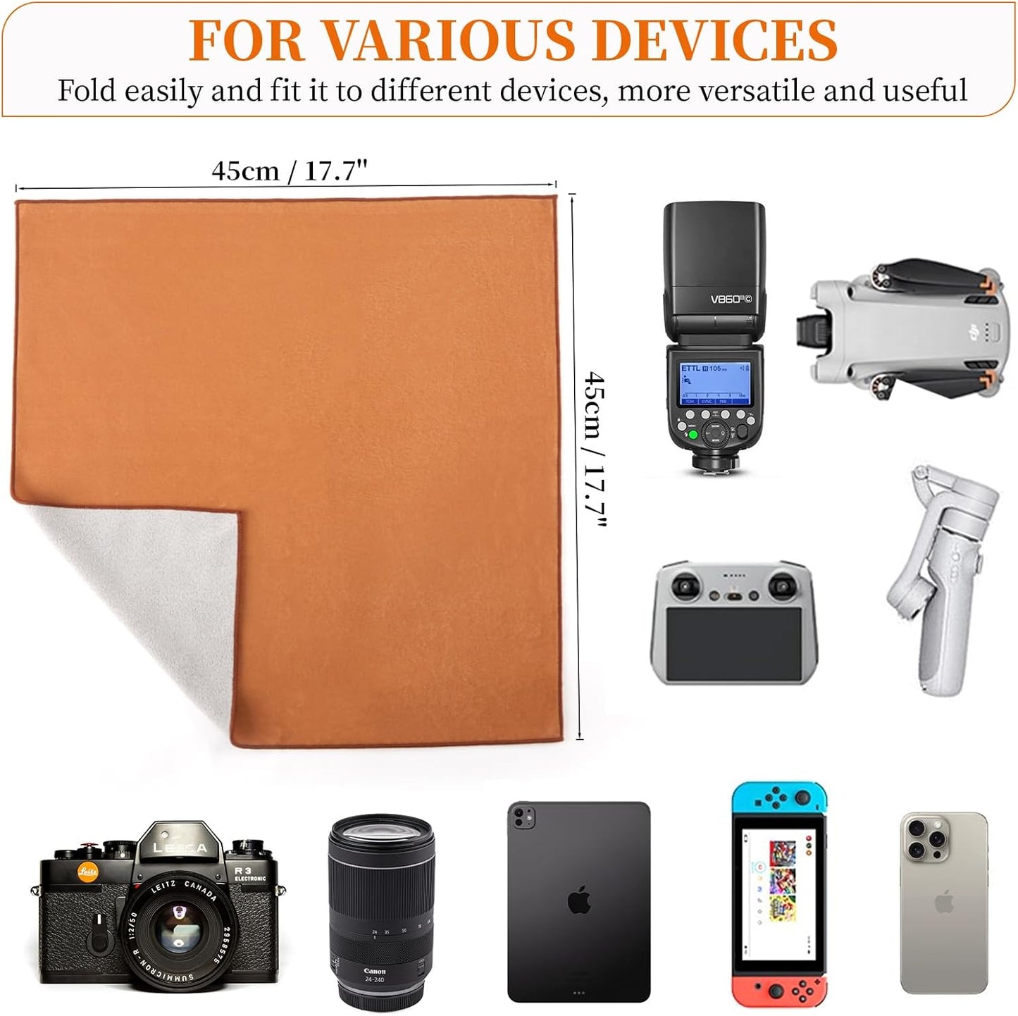 17.7''*17.7'' Camera Protective Wrap, Lens Protector, Magic Self-Adhesive Cloth for DSLR/Camera Lens/Phone/Accessories