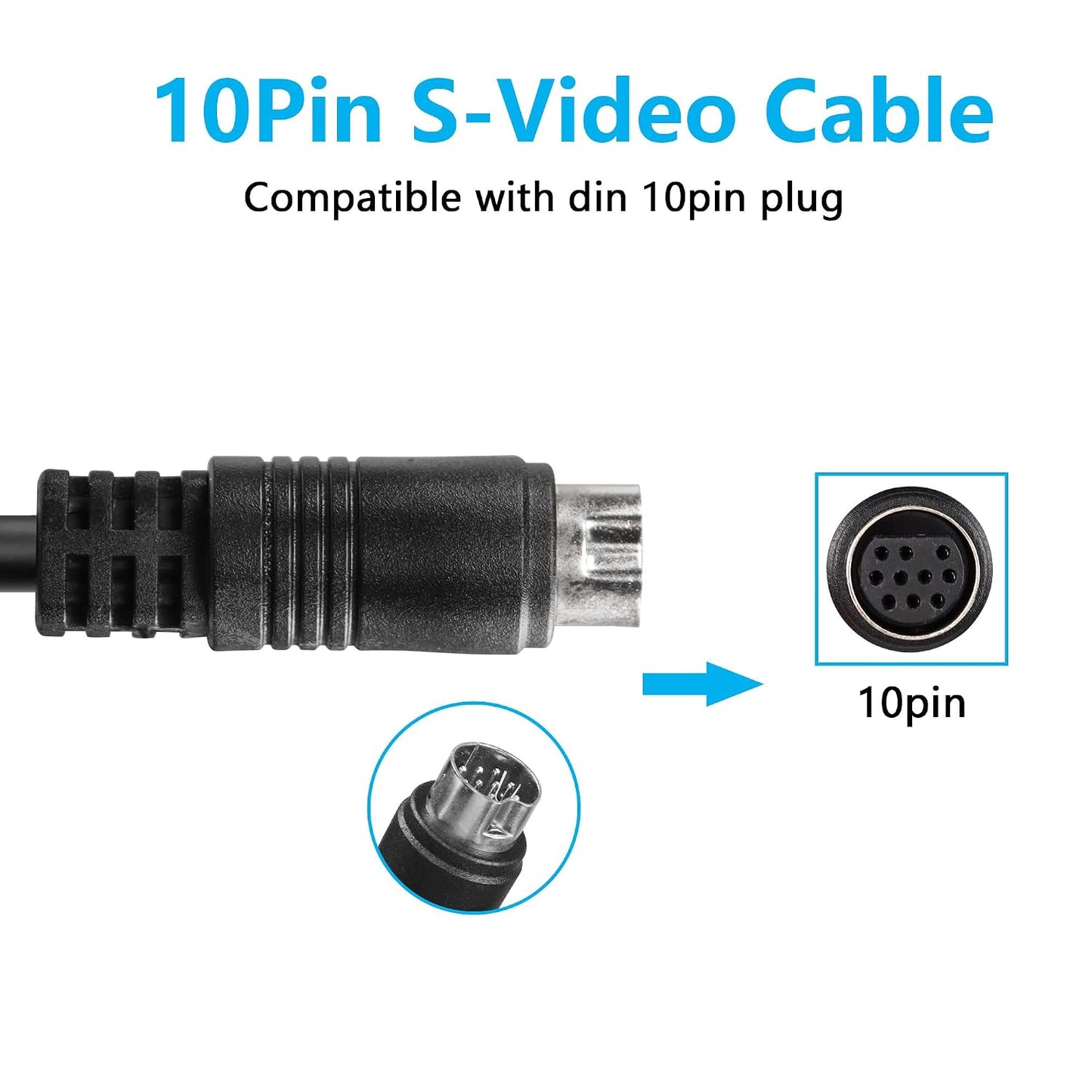 1.6FT/50CM 10 10 2 CERRXIAN S-Video Pin Mini DIN Y Splitter Connector Cable Pin S-Video Male to Female Y Splitter