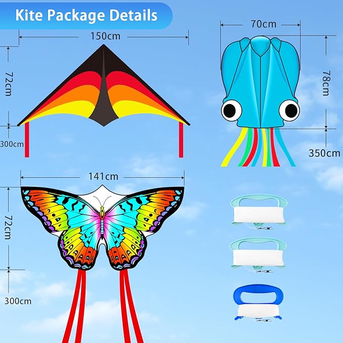 Large Octopus Kites for Kids & Adults,Big Kite for Beginners, Kites for Kids Ages 4-8,Outdoors Activities with Line and Handle