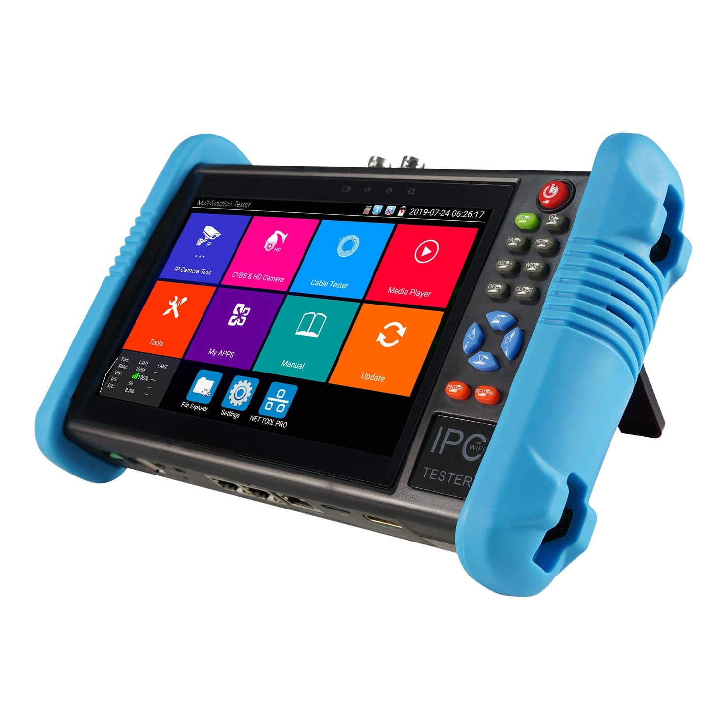 EVERSECU 7 Inch Touch Screen CCTV Tester Supports Up to 8K IP Camera & 8.0 Megapixel HD & CVBS Analog Camera, TDR Cable Test, Built in Wi-Fi, Video Level Meter, POE/DC Power Output