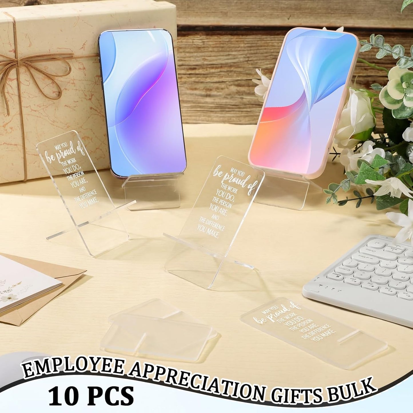 10 Sliner Pcs Employee Appreciation Gifts Bulk Acrylic Phone Stand for Desk Office Inspirational Thank You Gift