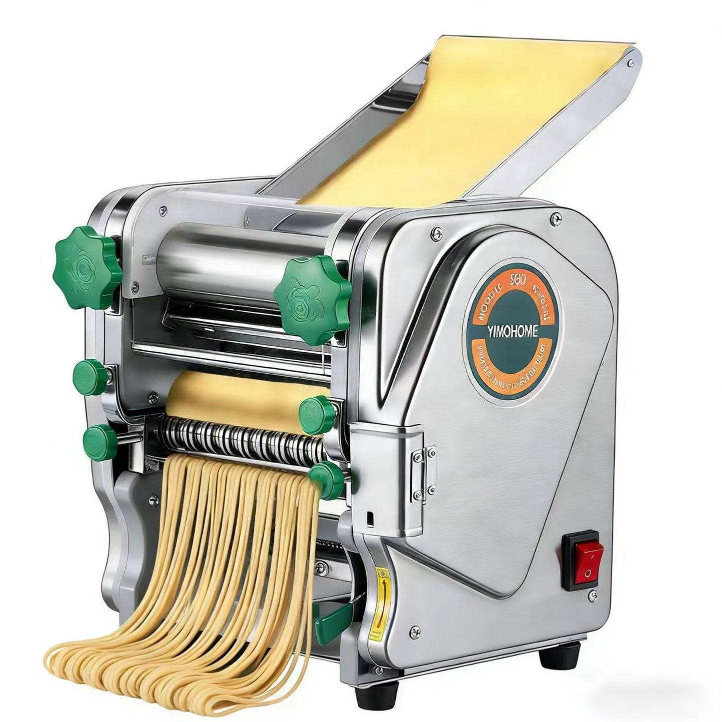 YIMOHOME Commercial Electric Pasta Maker Machine for Business Restaurant,Auto Household Noodle Maker,All Stainless Steel Dough roller,750W Strong Power Pasta Cutter,Heavy-Duty Dumpling Dough Sheeter