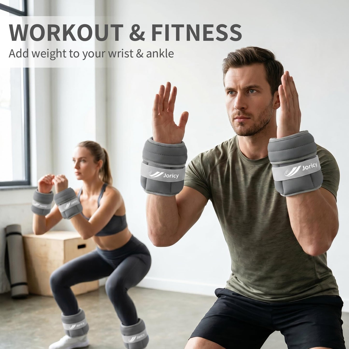 Adjustable Ankle Weights for Women Men 1-10 LBS 1 Pair Wrist Leg Arm Weights with Removable Weight, Strength Training Weight for Jogging, Walking, Running, Fitness, Gym Workout, Grey