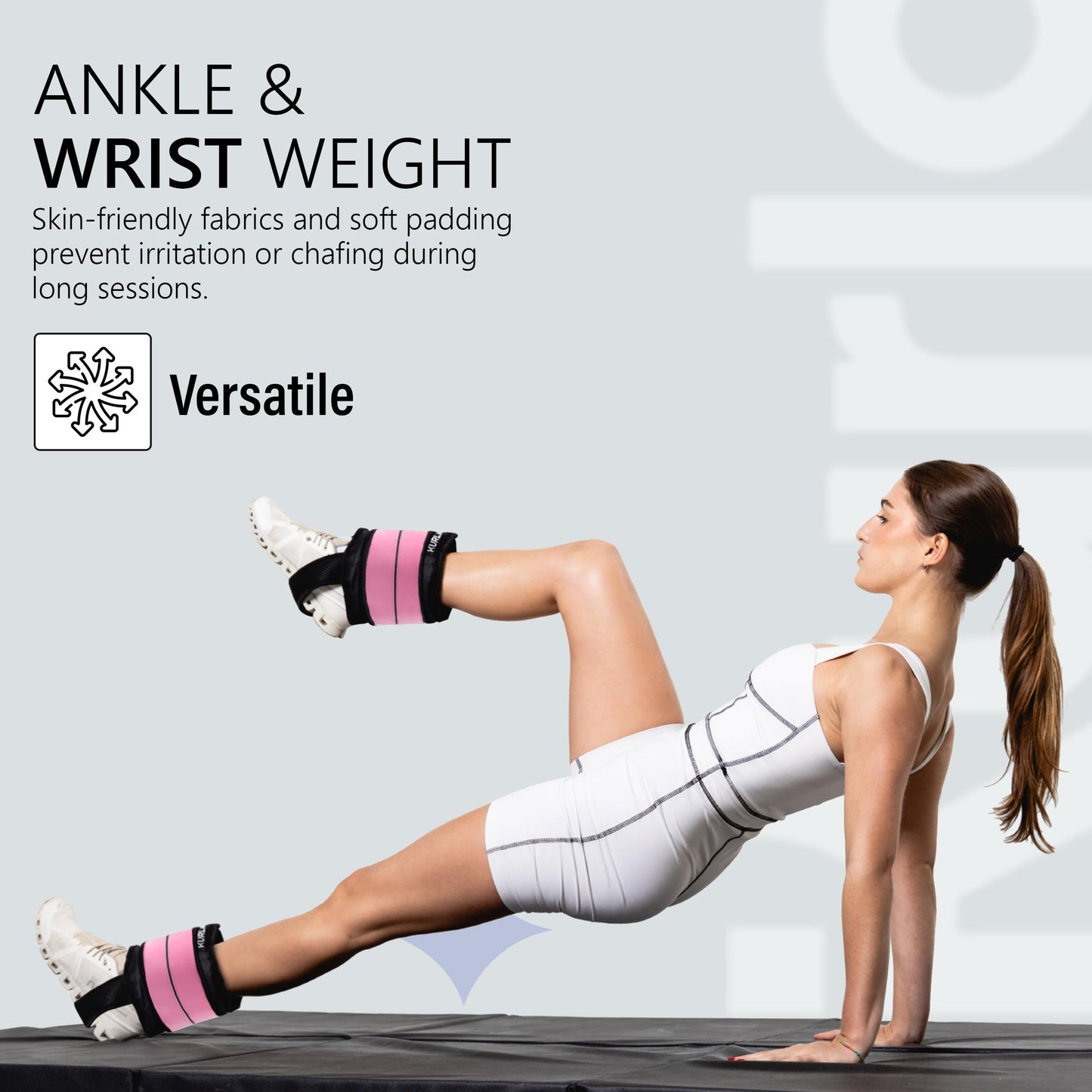 Kurla 04 lb Adjustable Ankle & Wrist Weight with Heel Strap | Patented Design | Breathable Fabric | Ideal for Strength Training, Pilates, Rehab & Home Workouts | Pink – Pack of 2