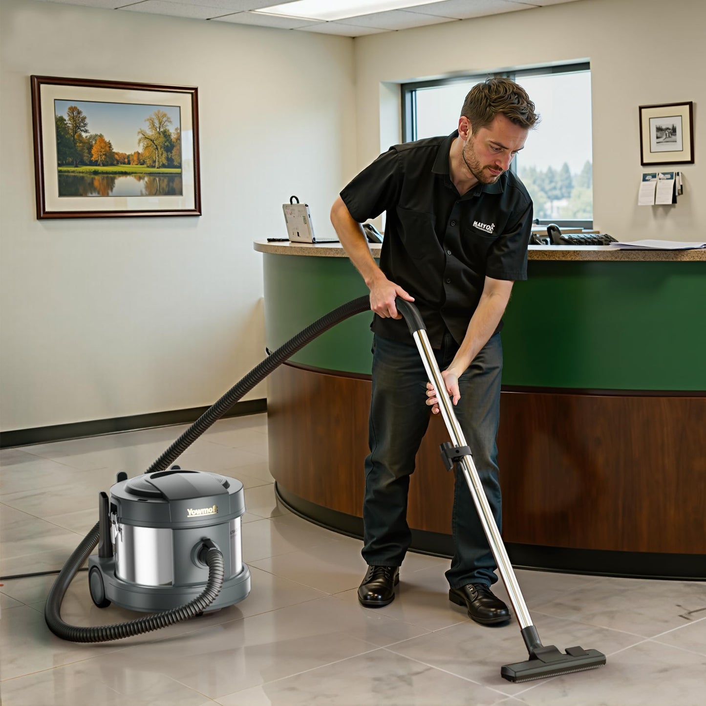 YOWMOFT SCQ15-HEPA, 4 Gallon Canister Vacuum, Ultra-Quiet Canister Vacuum Cleaner, 35Ft. Cord, Commercial Ultra Quiet Vacuum Cleaner for Hotel & Office, HEPA Canister Vacuum for Professional Clean