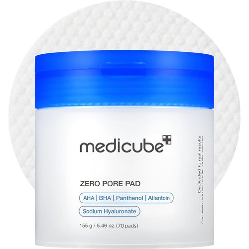 Medicube Toner Pads Zero Pore Pad 2.0 - Dual-Textured Exfoliating Facial Pads with 4.5% AHA & 0.45% BHA | 70 Pads