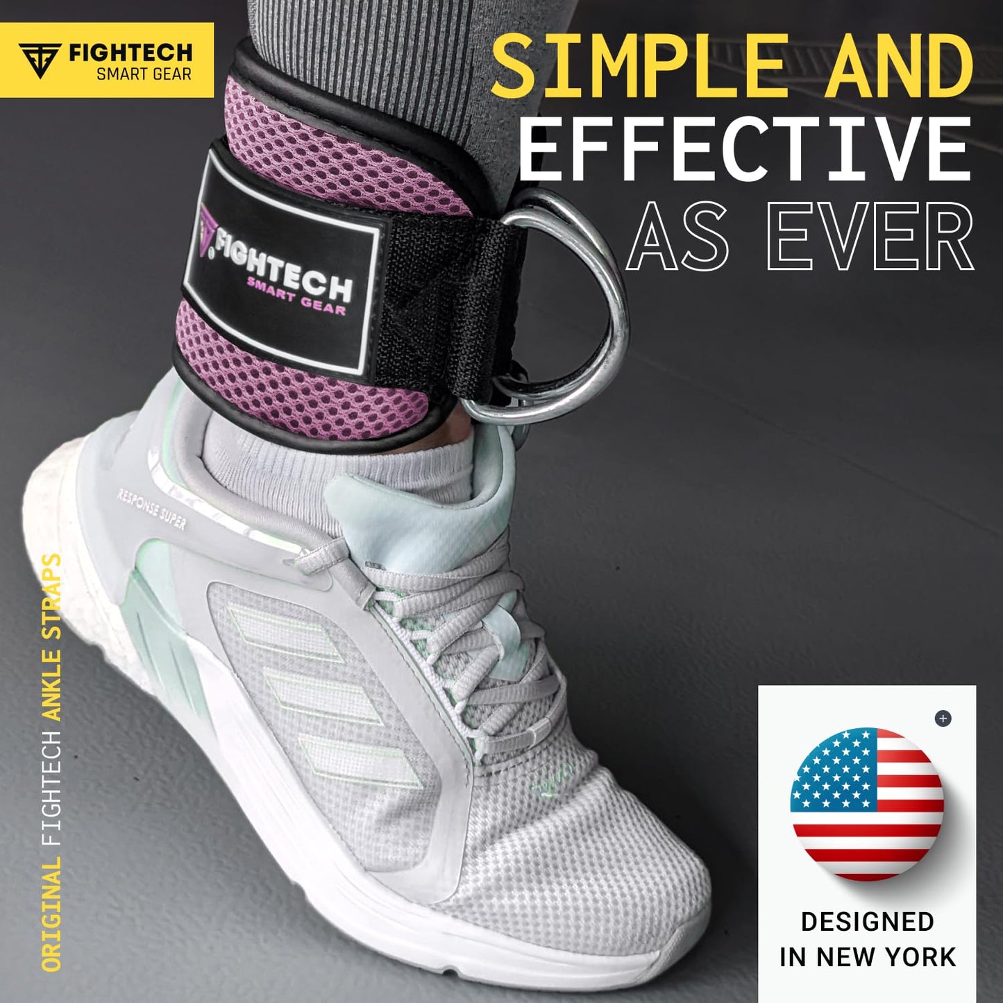 FIGHTECH Ankle Straps - Cable Machine Attachment - Padded Ankle Cuffs for Glute Kickbacks and Leg Workouts (Lavender/Classic)