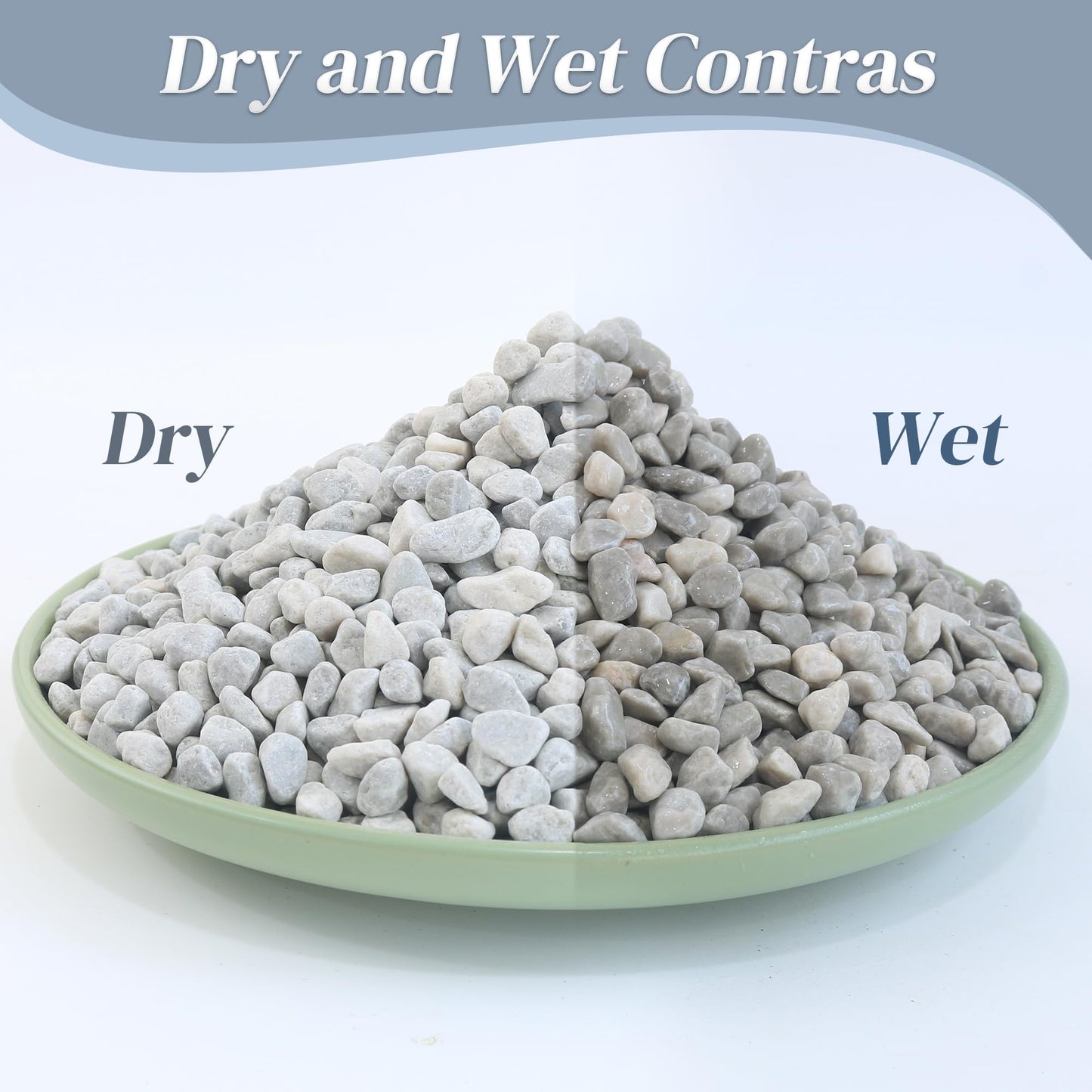 Quibbay 45LB Succulent Rocks, 1/4 Inch Polished Pebbles for Indoor Plants, Decorative River Rocks for Vases, Aquariums, Terrarium, Pea Gravel for Fish Tank, Drainage Rocks for Potted Plants, Grey