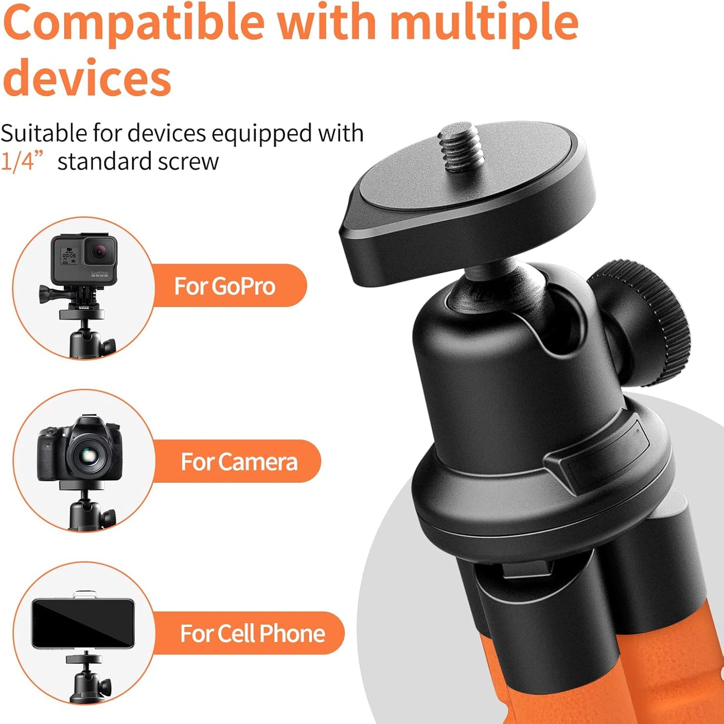 Aureday Phone Tripod, Flexible Tripod for iPhone and Android, Portable with Wireless Remote and Clip for Video