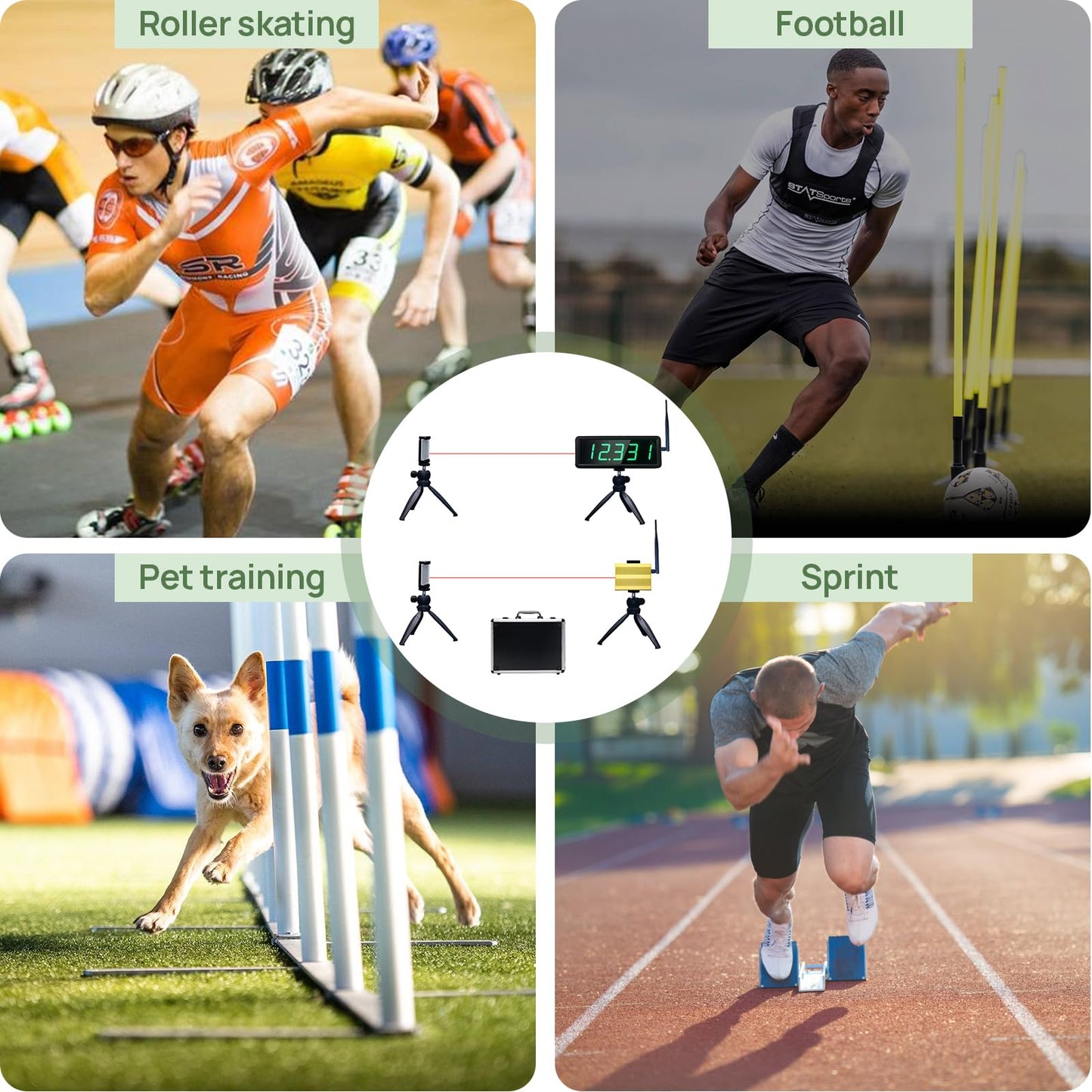 YZ Battery Powered Wireless Laser Timer for Sprints Race Clock Running Stopwatch Electronic Bike Speed Training Skating Track Field Timer Motorcycle