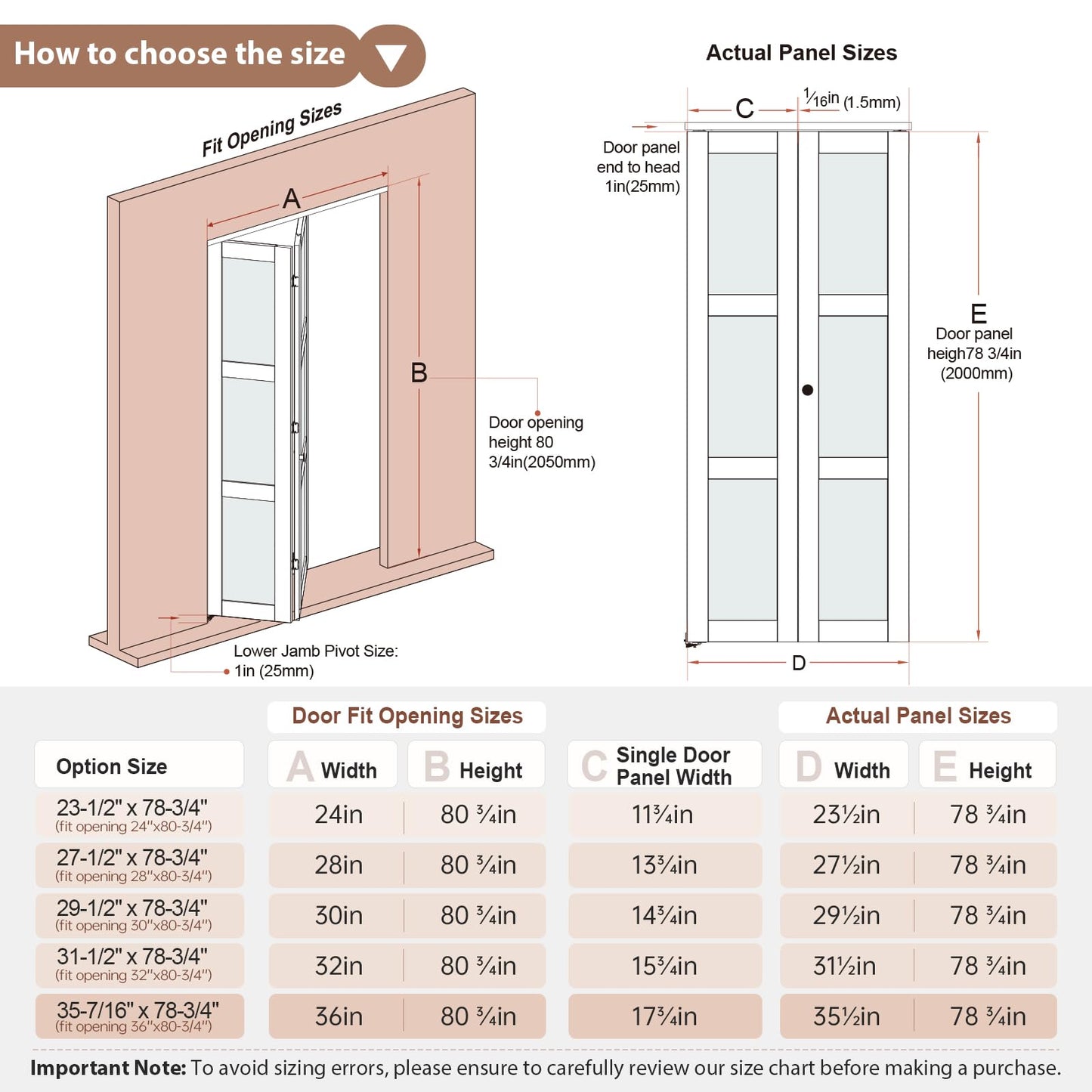 EaseLife Preassembled Bi-Fold Doors, for 32"x 80" Opening,Tempered Frosted Glass Closet Folding Barn Door with Concealed Hardware Kit,MDF Wood Panel,Water-Proof PVC Surface,Easy Installation
